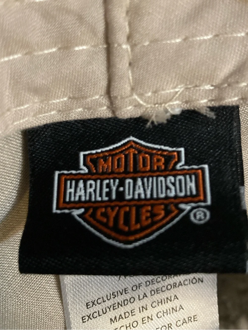 Harley-Davidson Boys' Sherpa Bar & Shield Patch Bucket Hat, Tan 6-24mo EUC